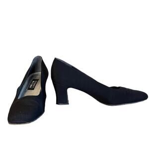 STUART‎ WEITZMAN Black Textile Pump Block Heel Size 10
